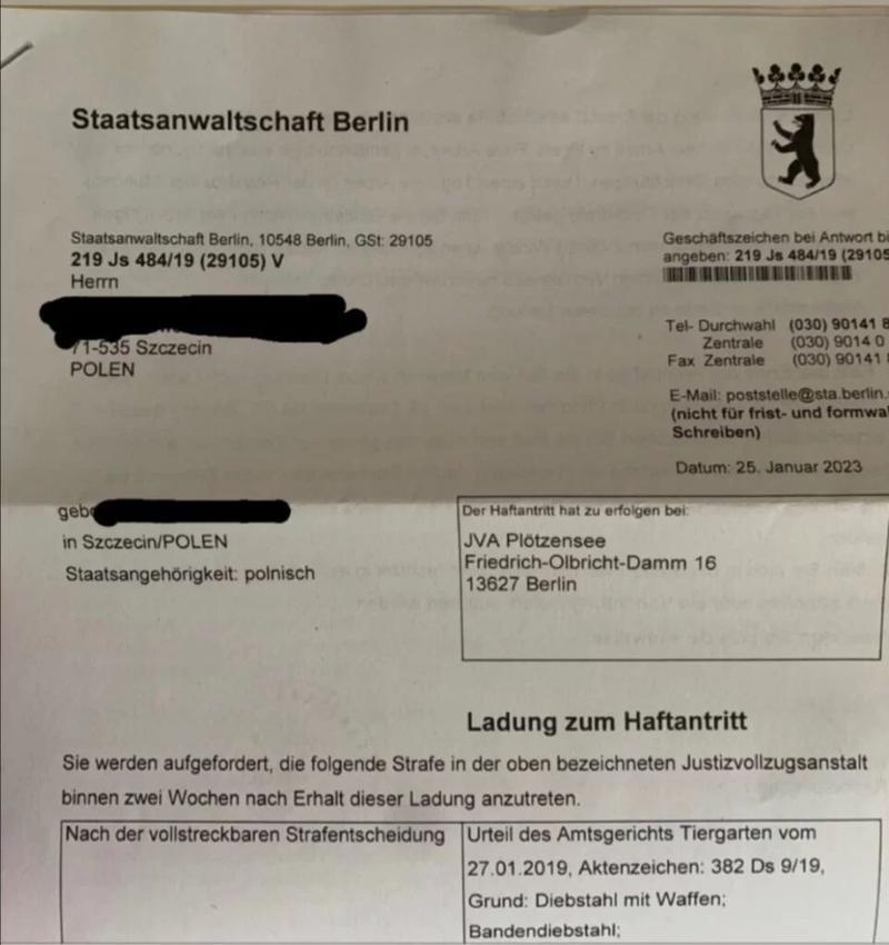 Proces wydawania biletu do więzienia