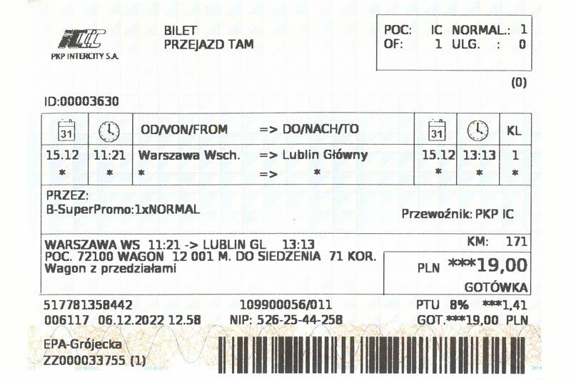 Problemy z akceptacją e-biletu PKP