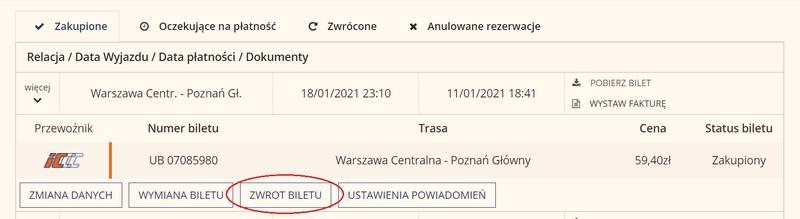 Zasady zwrotu biletów