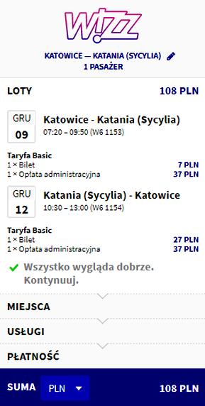 Loty z Katowic do Katania