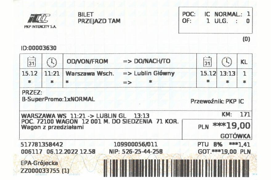 Bilet PKP online