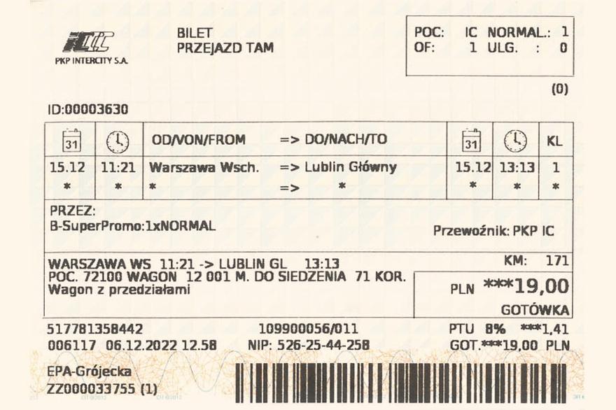 Zasady zmiany biletu PKP