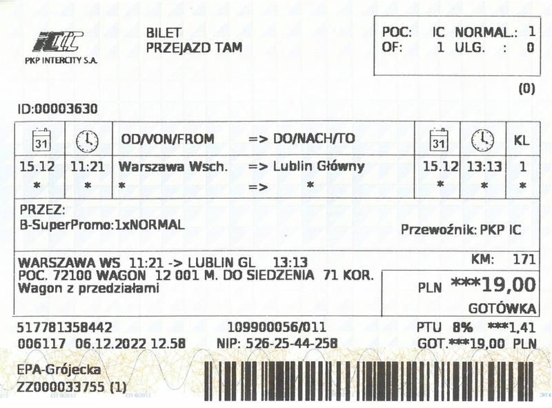 Zmiana daty biletu PKP