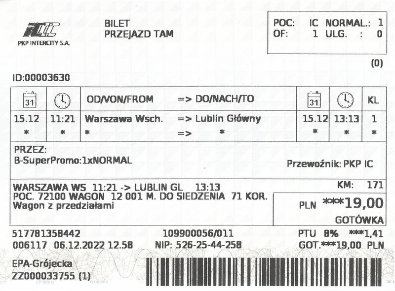 Zwrot biletu PKP